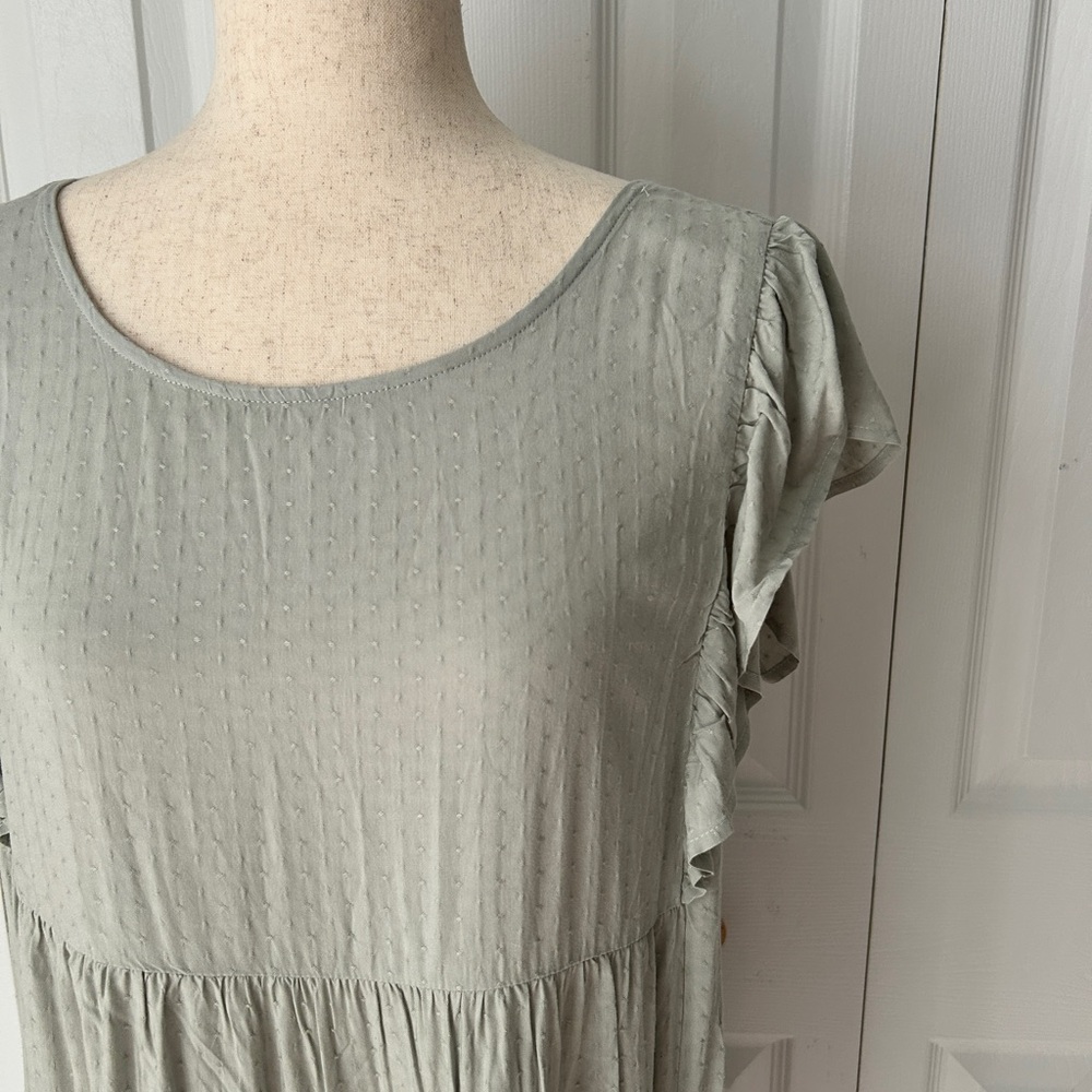 Light Gray Ruffle Sleeve Dress - Picture 2 of 7